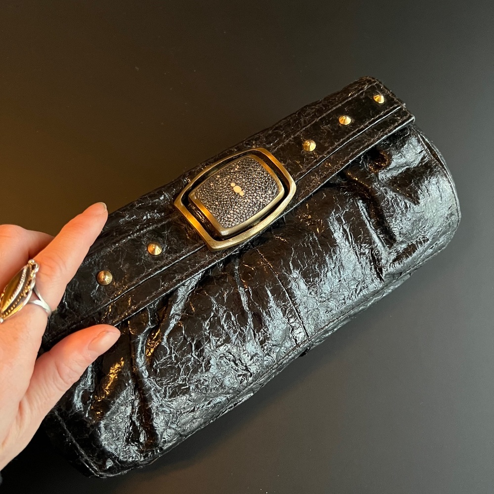R&Y Augousti Snakeskin Clutch